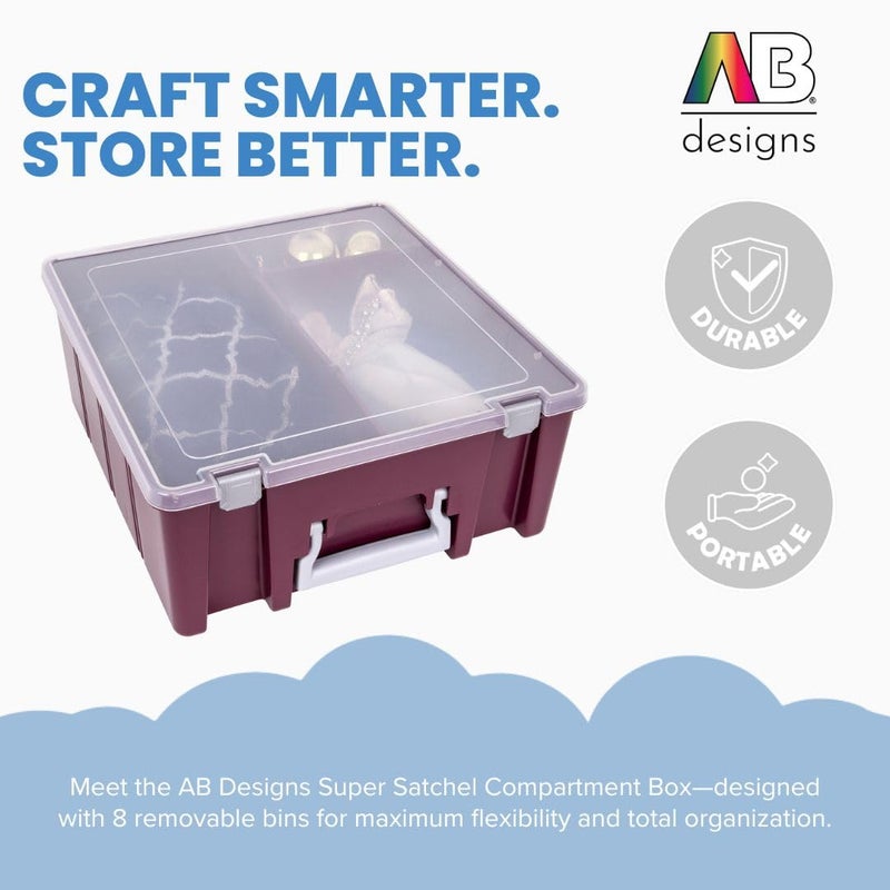 ArtBin صندوق قسم حقيبة الساتشيل الفائقة من AB Designs - تخزين فني متين قابل للتكديس مع 8 أقسام قابلة للإزالة، إغلاق ذكي، وتصميم محمول لوازم الحرف، الخيوط، الأشرطة، أنابيب الطلاء - Image 3